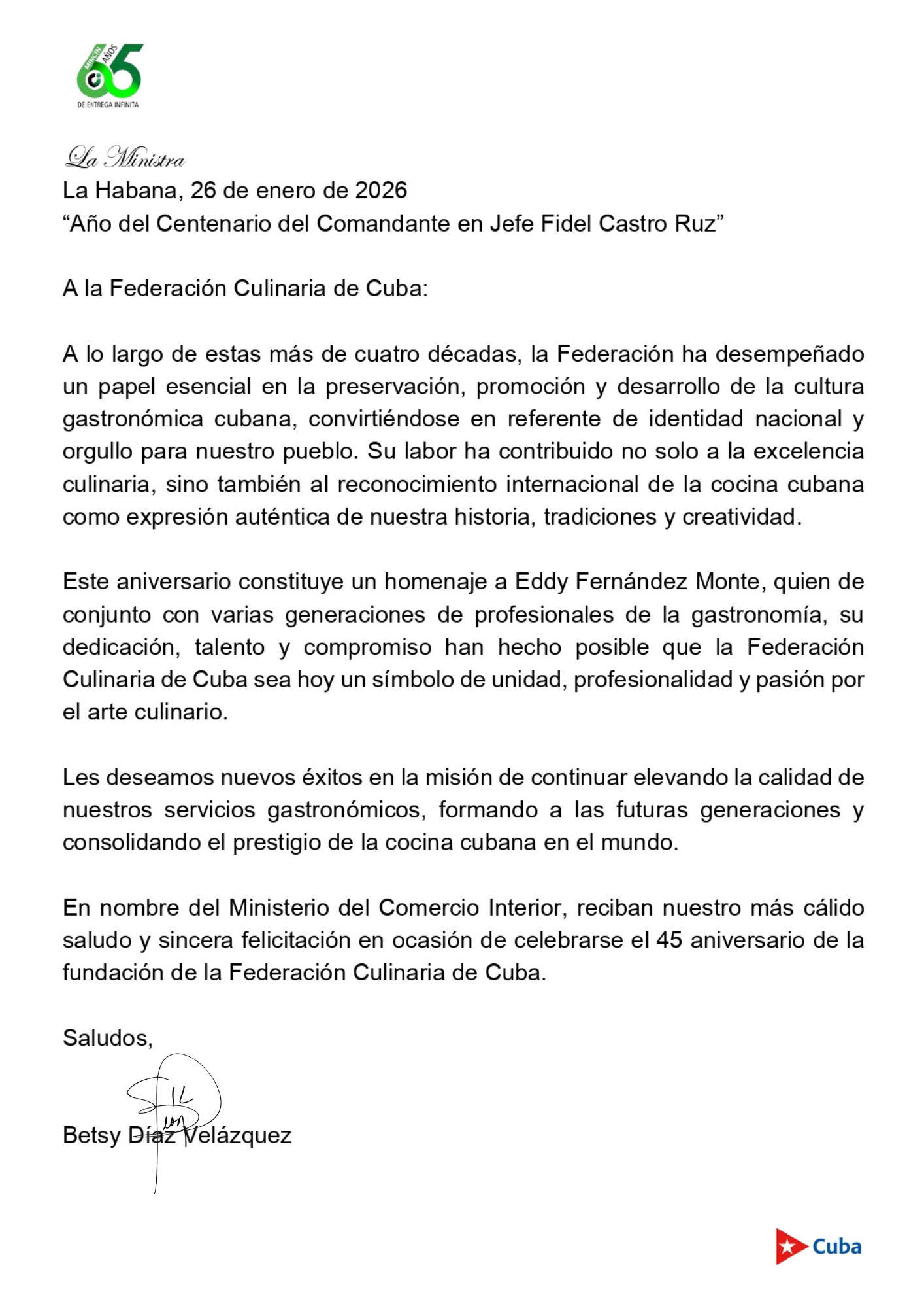 felicitación culinaria