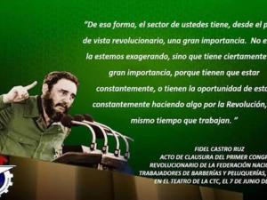 Fidel y los trabajadores del comercio